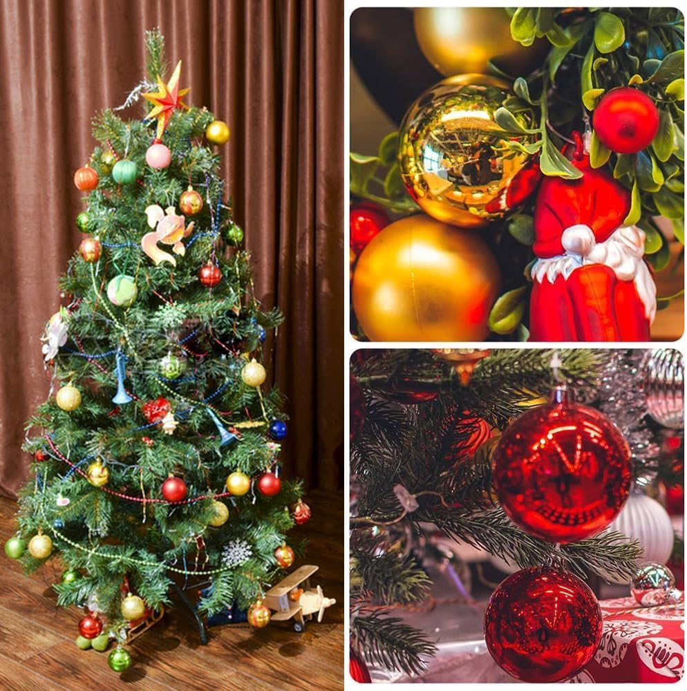 Generic 24ct 60mm Christmas Tree Balls Ornaments, Multicolor Baroque Plastic Decorative Hanging Baubles for Christmas Tree Decor - Image 3