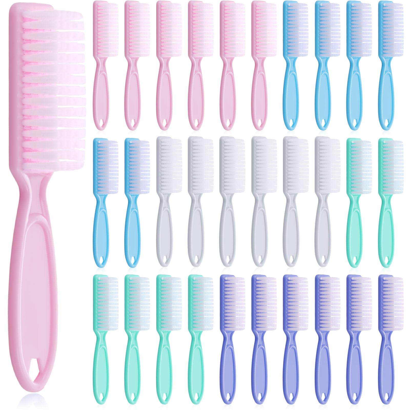 Patelai 30 Pcs Nail Scrubber Brushes Bulk Handle Grip Manicure Brushes for Cleaning Fingernails Pedicure Cleaning Brush for Toes and Fingernail