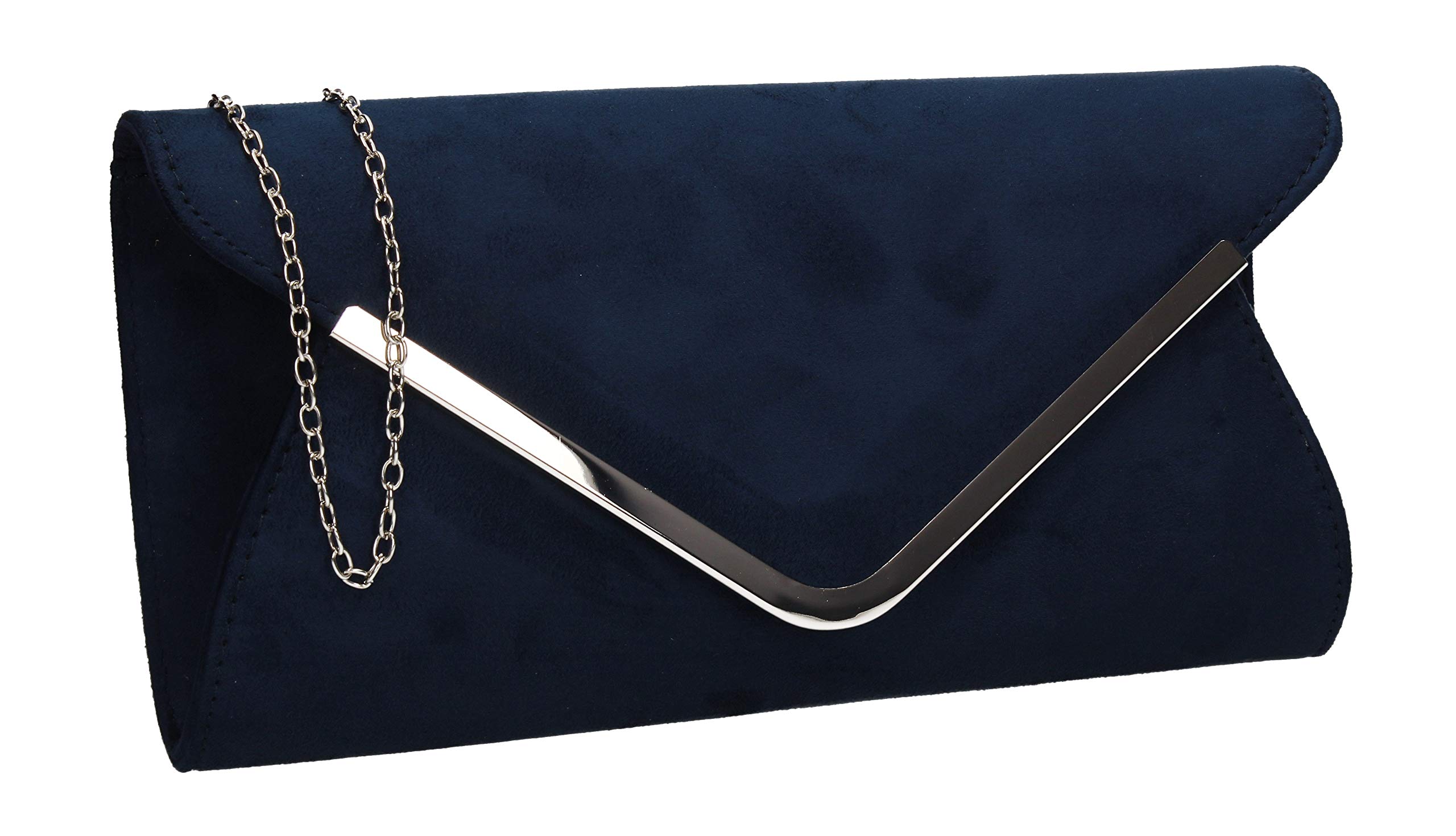 SwankySwans Karlie Suedette Womens Party Evening Clutch Bag Dark Navy Blue