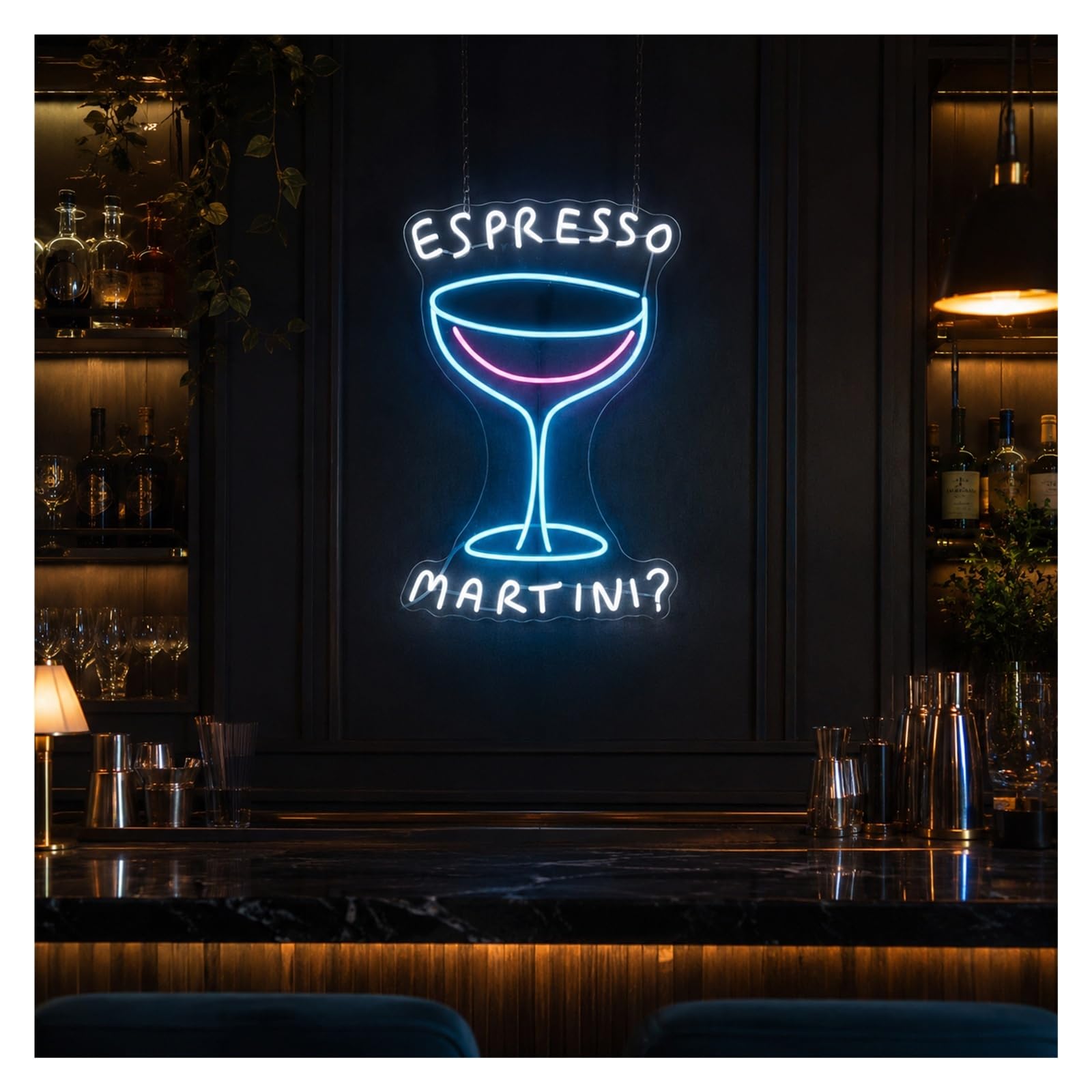 Insegna al Neon Insegna Al Neon In Vetro Espresso Martini | Decorazione Da Parete Per Cucina Da Cocktail Bar Club 53cm