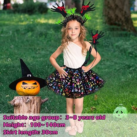 Helloween Costume De Sorcière Pour Enfant Fille, Costume D'horreur, Jupe De Sorcière Et Baguette Magique Pour Enfants, Costume De Sorcière, Costume De Sorcière, Jupe En Tulle, Accessoires De Carnaval - 10