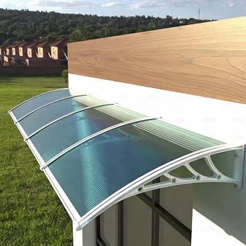 Window Awnings for Doors Rain Shelter Door Canopy Exterior for House, Porch, Patio, DeckWhite,24"x39"