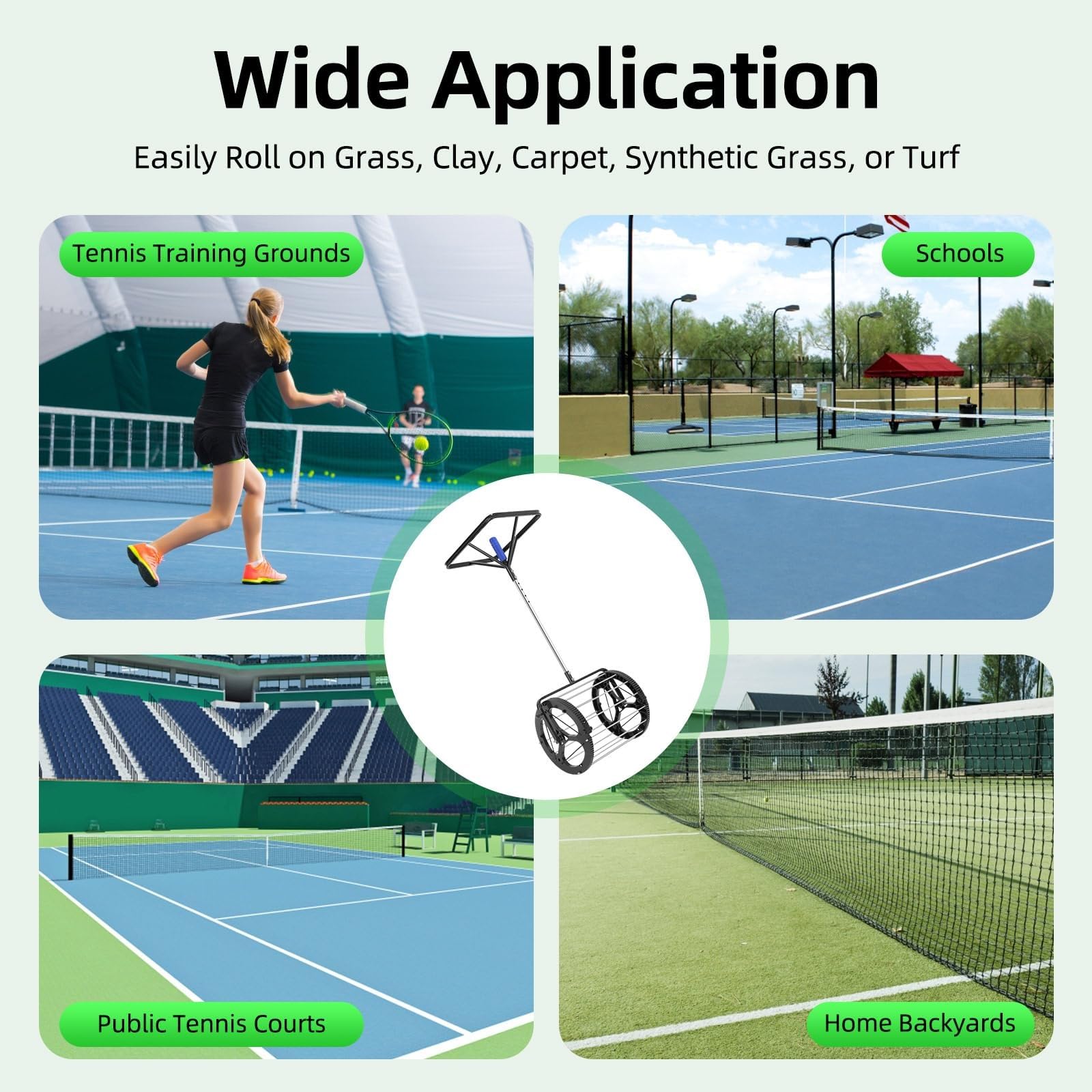 Raccoglitore automatico per palline da tennis, capacità 80 palline, cestino da raccolta 2 in 1 con altezza regolabile, raccogli palline con manico, tramoggia portatile per allenamento sul campo
