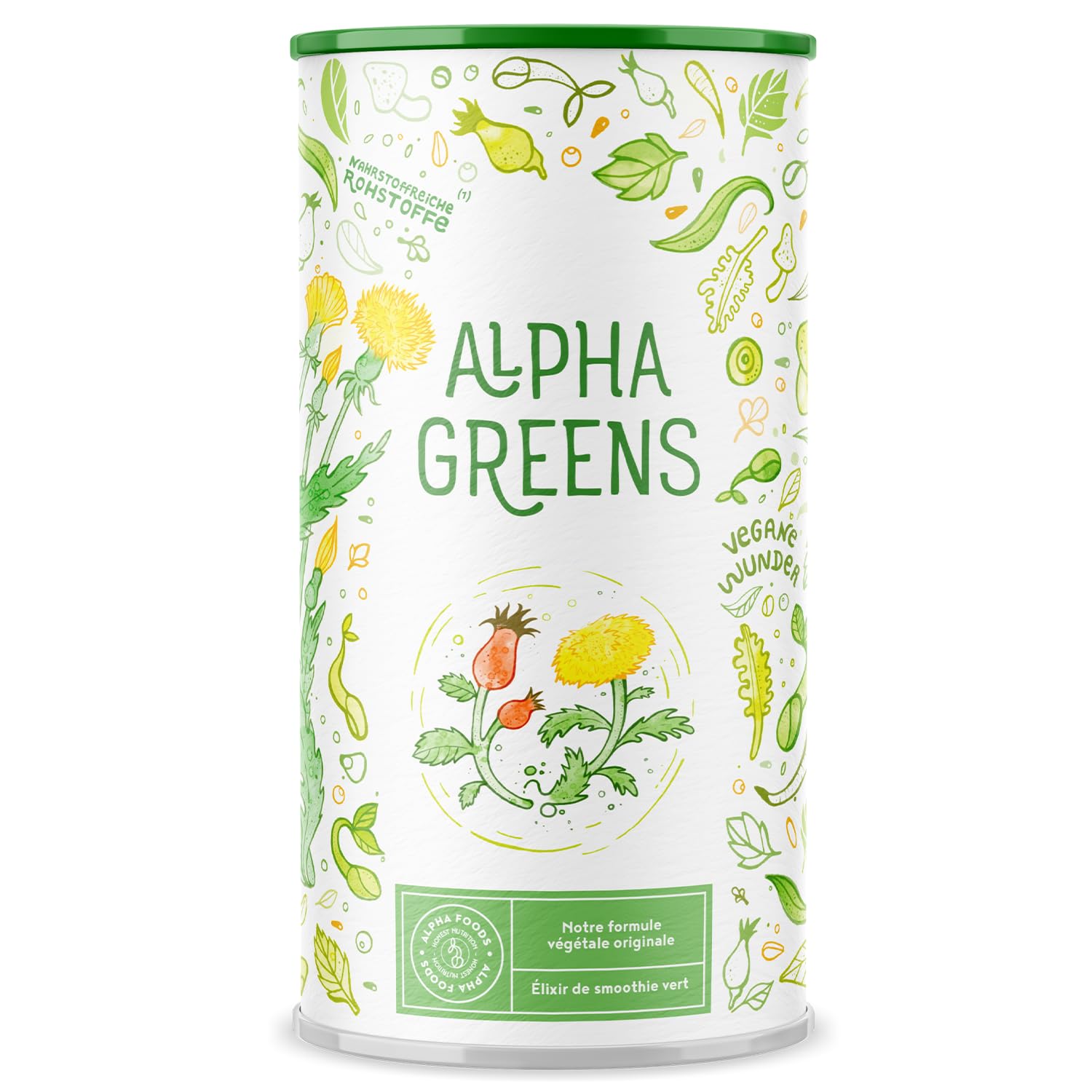 Greens Complex en Poudre 600g | Énergie & Immunité Mélange De Verts Végétalienne | Vitamines B1-B12, Moringa, Spiruline, Chlorella, Matcha | Green Superfood Smoothie Powder | Alpha Foods
