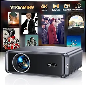 iWIMIUS P65 4K Support Smart Projector with WiFi 6 and Bluetooth, Portable Outdoor Movie Projector