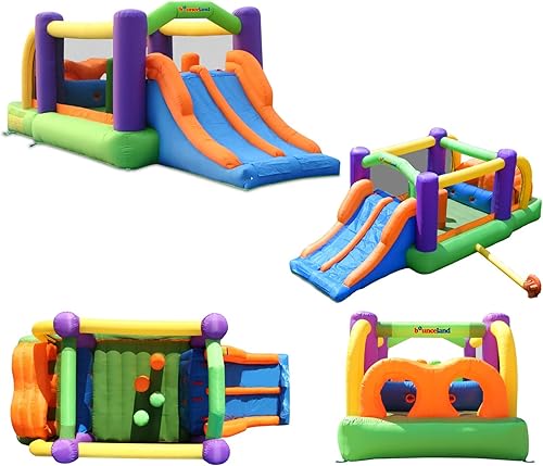 Miniatura 3 de Bounceland Pro Racer - Casa de rebote de obstáculos con toboganes dobles soplador no incluido, rebote, escala, tobogán todo en uno, 19 pies x 9 pies