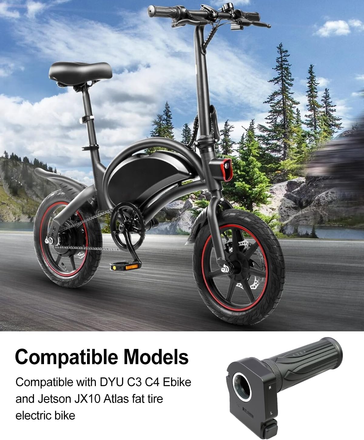 36V Throttle with Cruise Control Button Compatible with DYU C3 C4 Ebike and Jetson JX10 Atlas Fat Tire Electric Bike