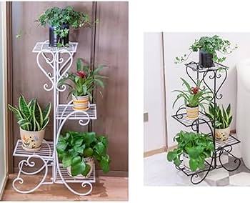 k503r122 ローズガーデン ホワイトアイアンの4段ガーデンラック 折り畳み k503r122 ローズガーデン ホワイトアイアンの4段ガーデンラック