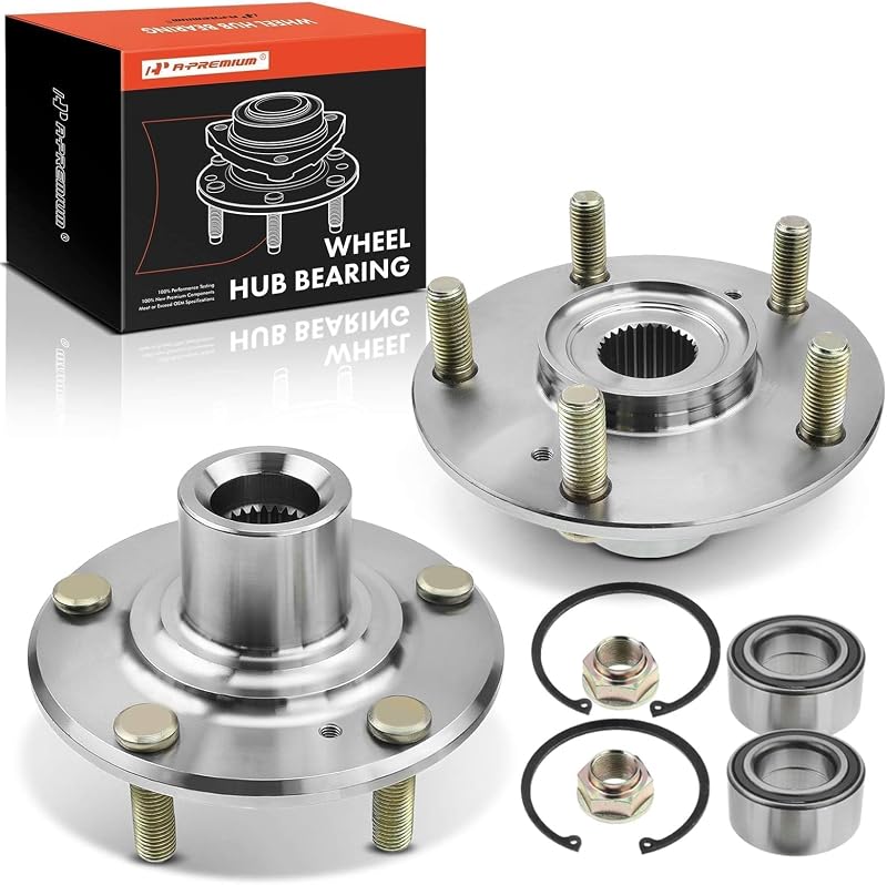 Kit com 2 cubos e rolamentos de roda dianteiros A-Premium sem ABS para Honda e Acura