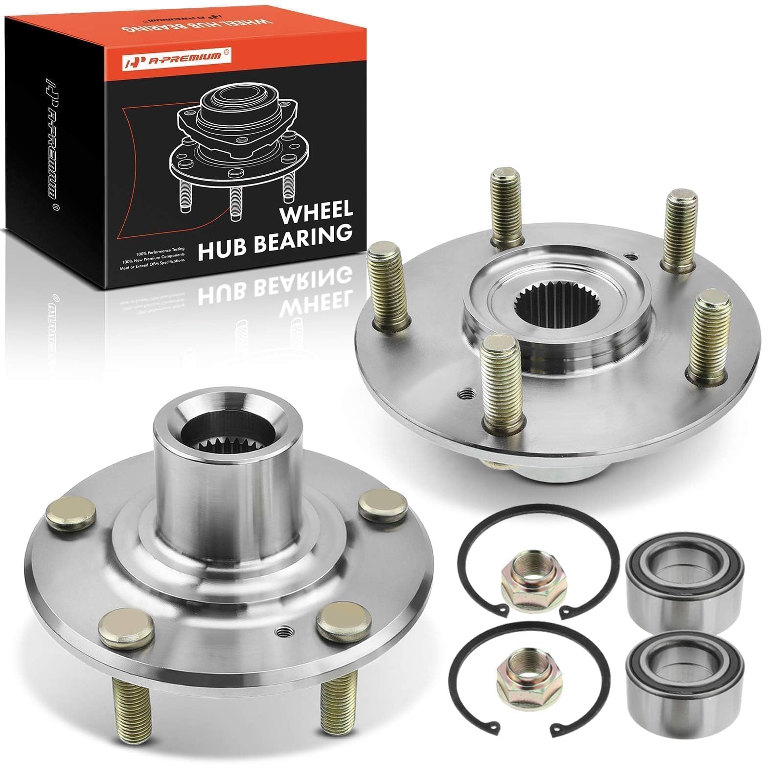 Photo 1 of A-Premium 2 x Front Wheel Bearing and Wheel Hub Kit Compatible with Honda Accord 2003-2007, Civic 2006-2015, Element 2007-2010, Acura ILX 2013-2018, TL 2004-2008, TSX 2004-2008, Non-ABS