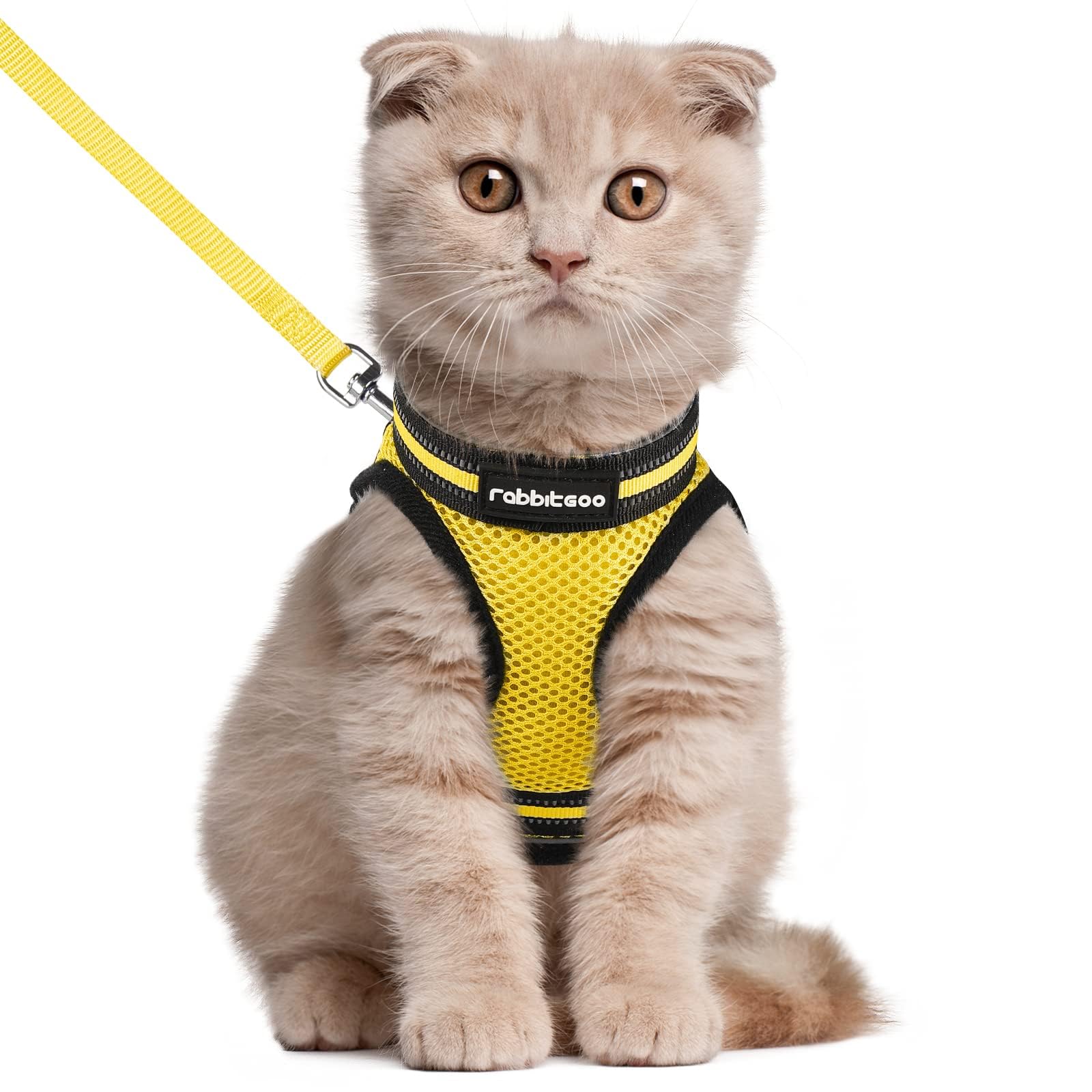 rabbitgoo Cat Harness and Leash Set for Walking Escape Proof, Adjustable Soft Kittens Vest with Reflective Strip for Cats, Comfortable Outdoor Vest, Black, Small — view 31