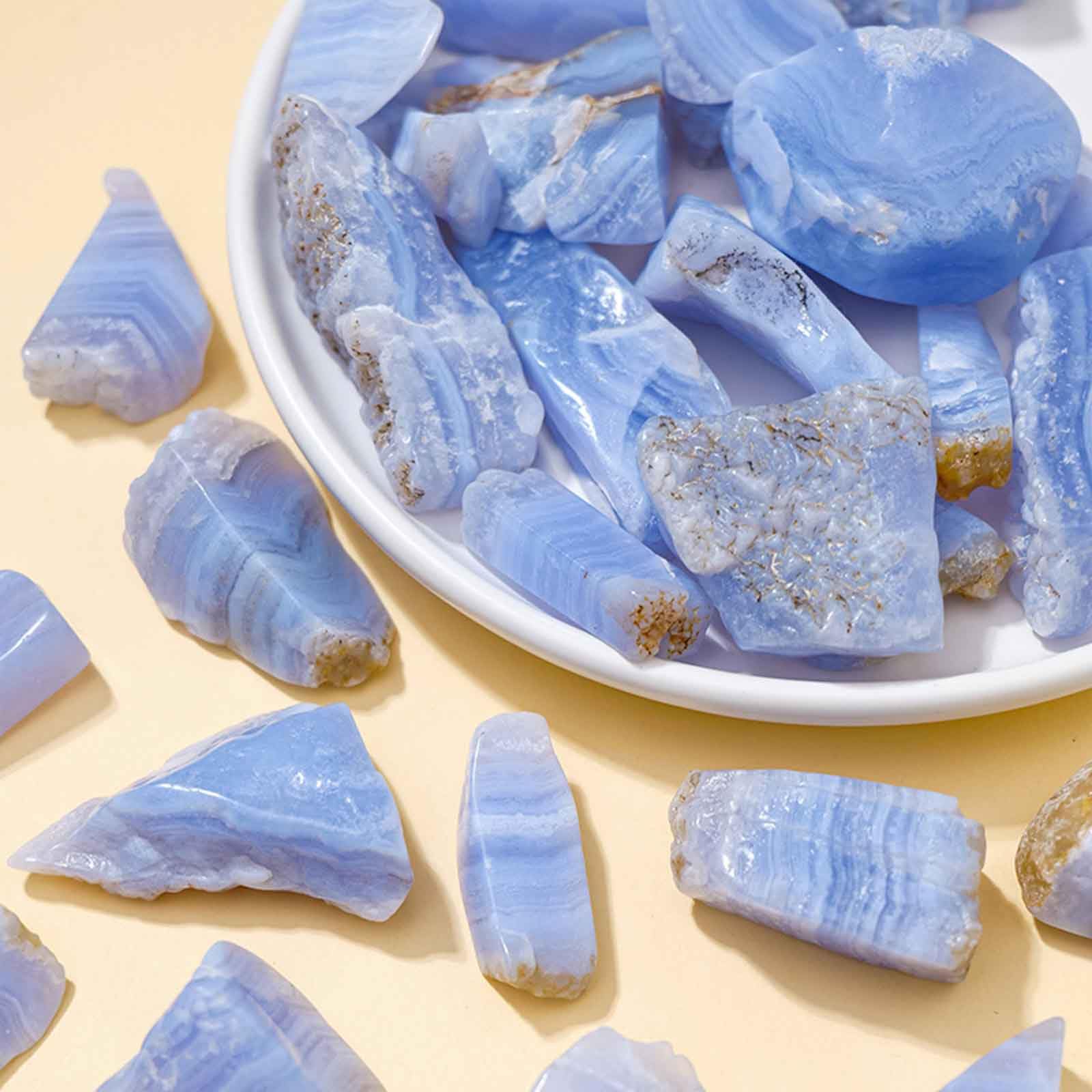Kryształy, Chalcedon z niebieskimi żyłkami Szorstki kamień na prezenty(500g mixed pack)