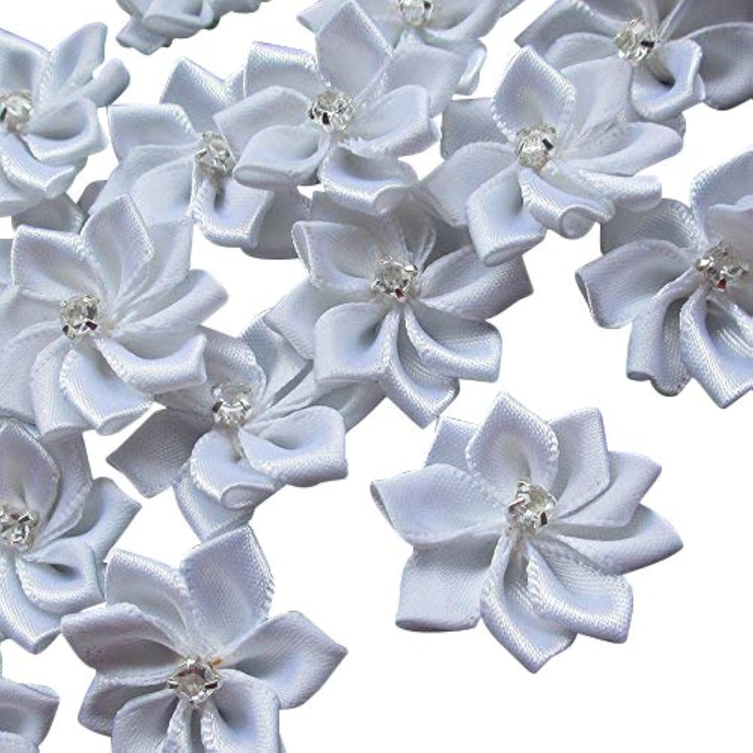 Chenkou Craft Navy 40pcs 28mm(1 1/8") Ribbon Flowers Bows Rhinestone Wedding Ornament Appliques