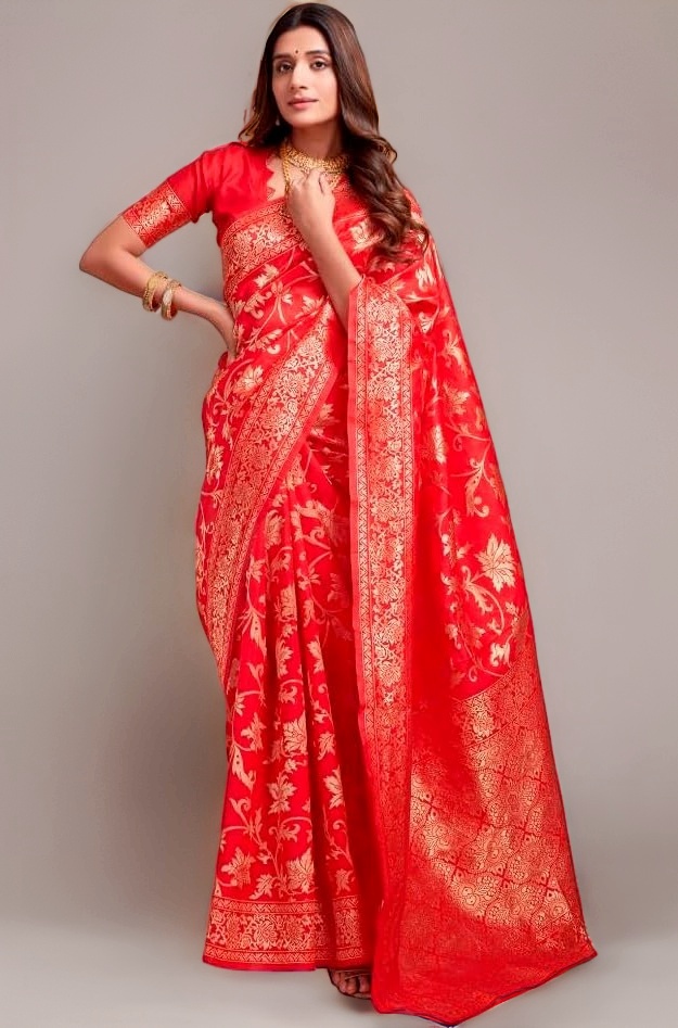 Sugathari Women's Pure Kanjivaram Silk Saree Banarasi Silk Saree With Blouse Piece (SAM PARI S-7)