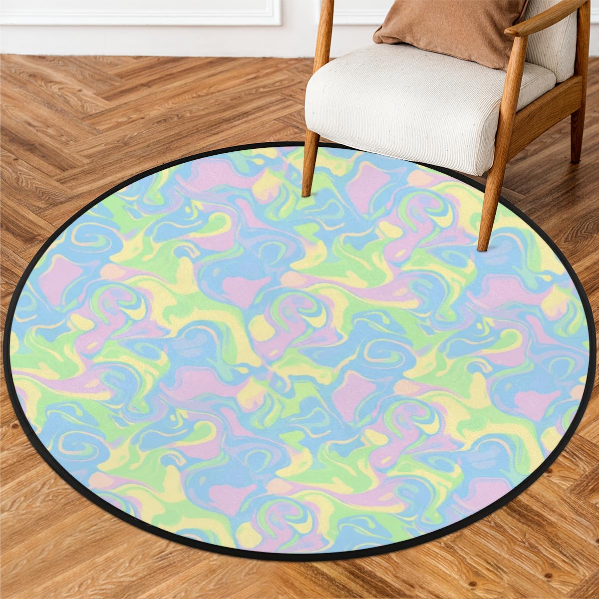 Tapis rond antidérapant et facile à laver pour protéger le sol sous la table