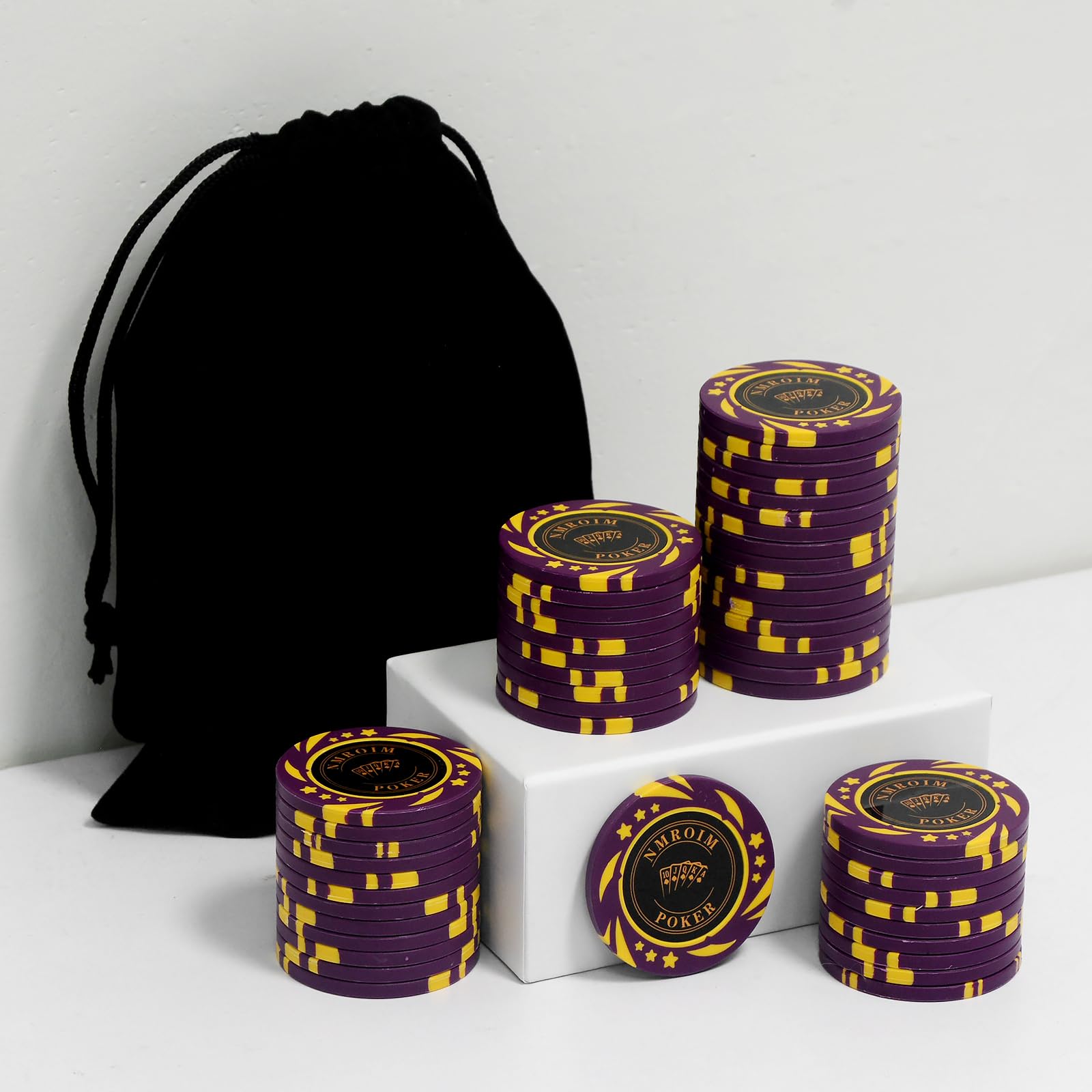 Nmroim 13.5 Grams Clay Poker Chips Blank Chips Casino Poker Chips 40mm Large Chips Pack of 50 Pieces