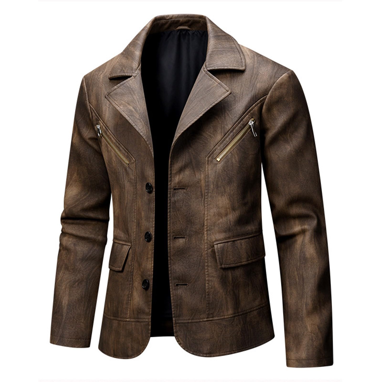 Générique Giacche da uomo Giacca In Pelle Verniciata PU Latex Giacca da motociclista Slim Fit Giacca Di ispirazione Rock Camicie Casual Autunno Inverno Abbigliamento Alla Moda Giacche Stile Biker