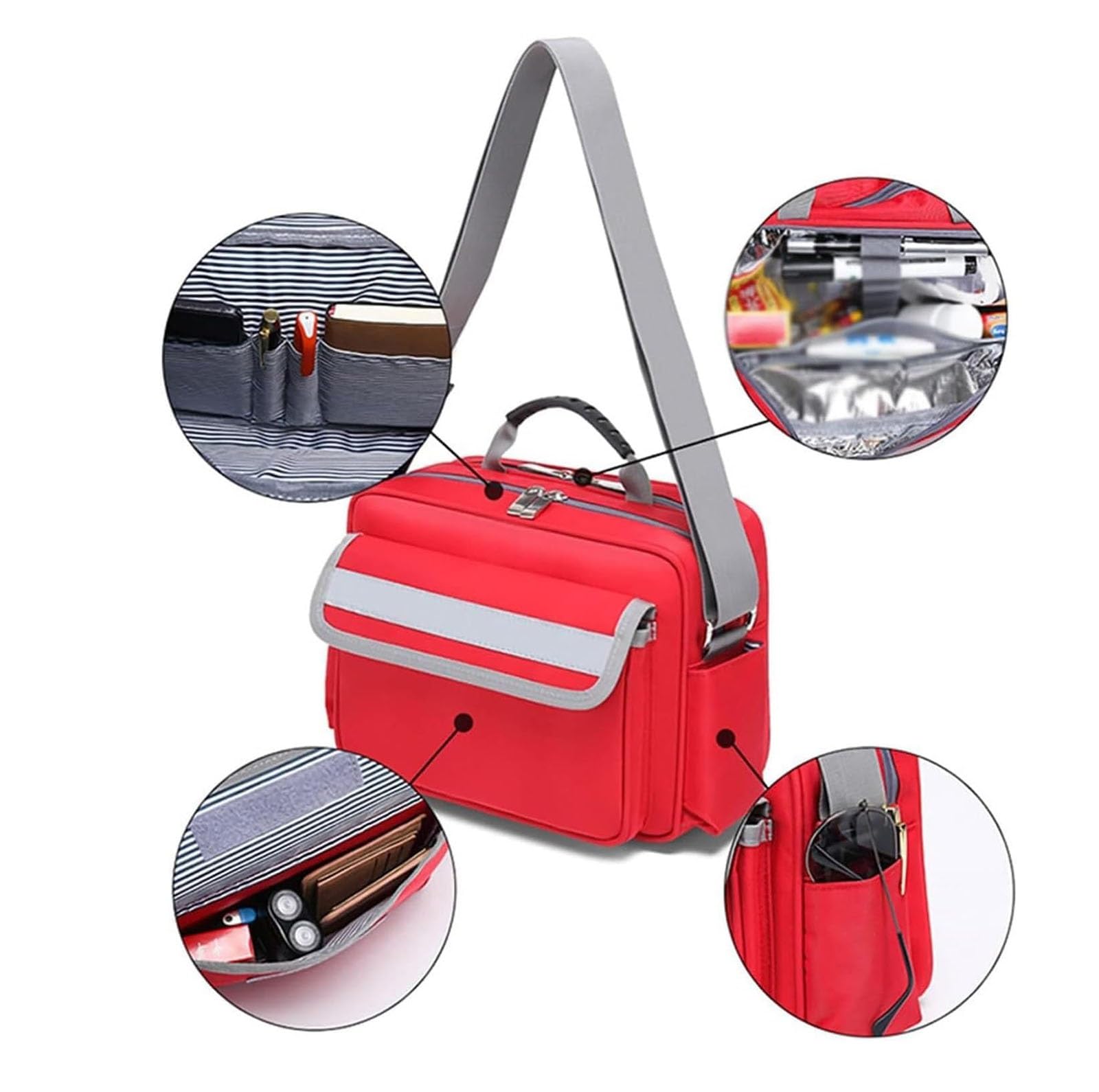 Kit di pronto soccorso portatile,organizer per il pronto soccorso familiare, con cinturino regolabile e striscia riflettente, borsa per traumi per viaggi, casa, auto, escursionismo, lavoro e attività
