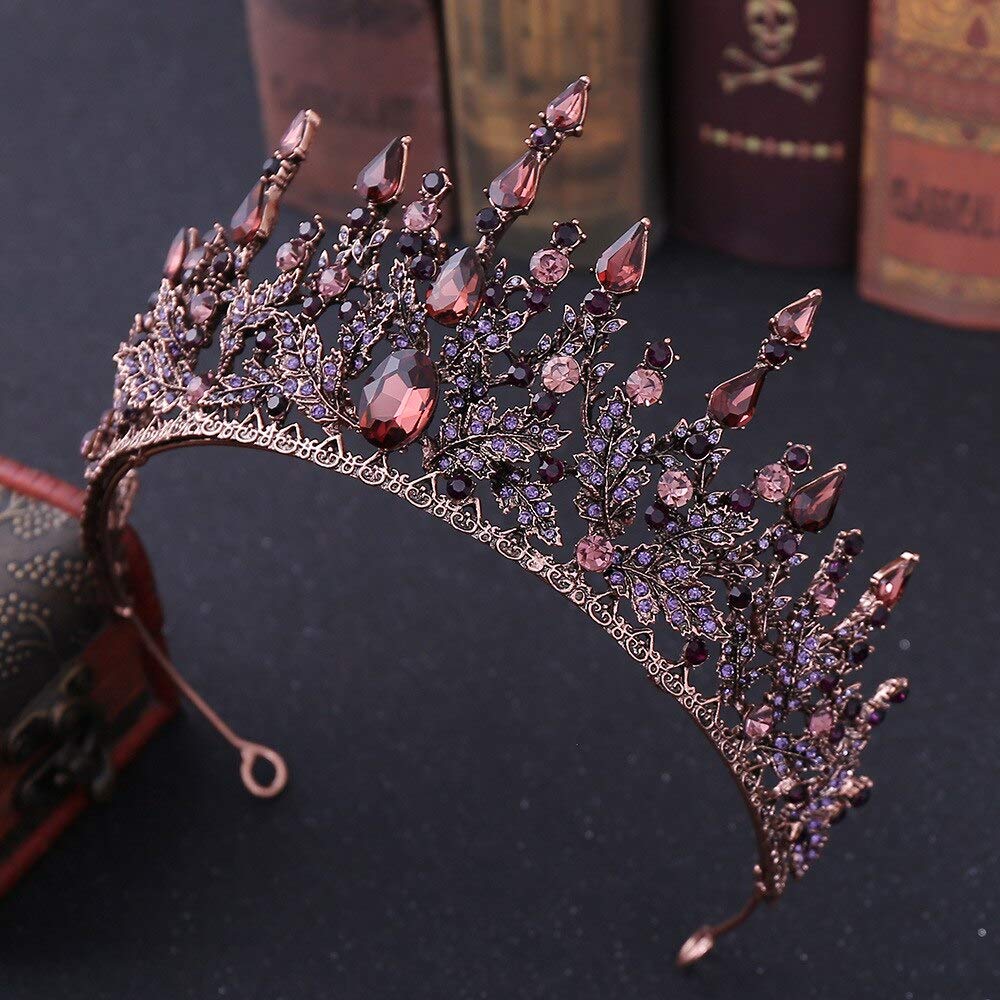 Damskie nakrycia głowy, biżuteria do włosów Diadem z koroną dla kobiet Retro BrąKryształ Diadem ślubny Korona Rhinestone Korowód Diadem Welon Tiara Opaski na głowę Ślubne akcesoria do włosów