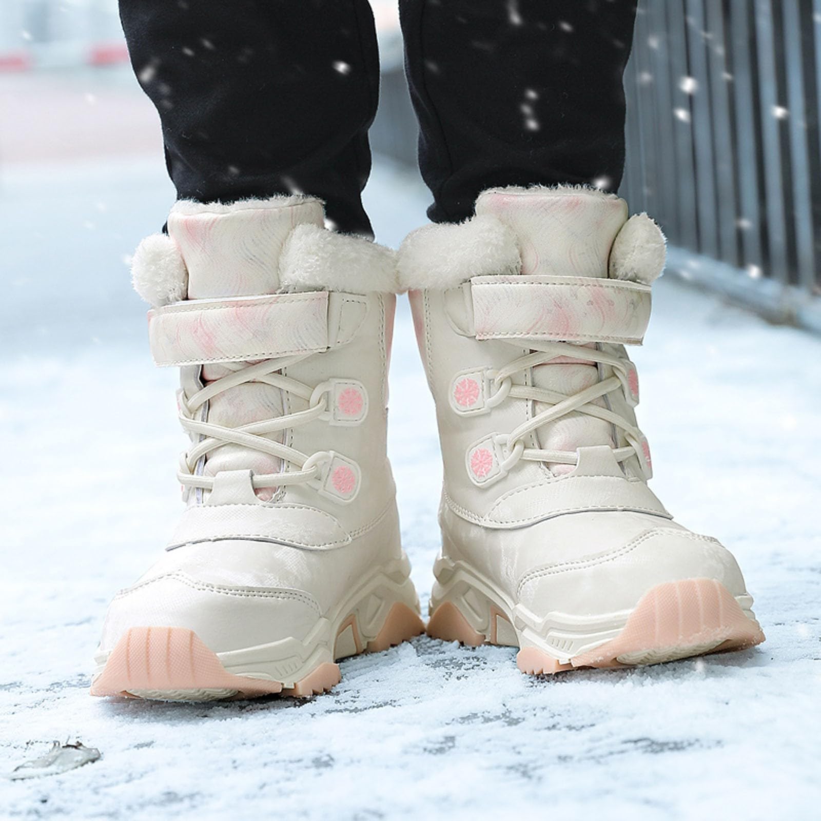 Generisch Bottes de neige d'hiver unies antidérapantes chaudes rembourrées épaisses