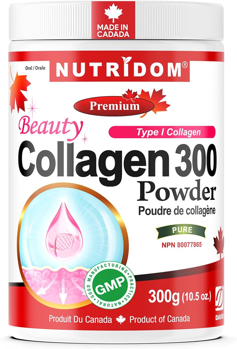 Nutridom Nutridom Type 1 Hydrolyzed Bovine Collagen Powder with Stevia & Natural Berry Flavour, Source of the Essential Amino Acids, Non-GMO, BSE-Free, Gluten-Free, Dairy & Soy Free (300g)