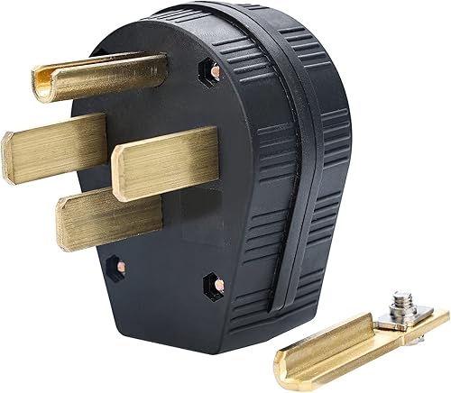 STARELO Enchufe de ángulo de 14-30P y 14-50P, 3050A 125250V 3 polos 4 cables, conexión a tierra, enchufe macho de 4 clavijas de hoja recta, enchufe