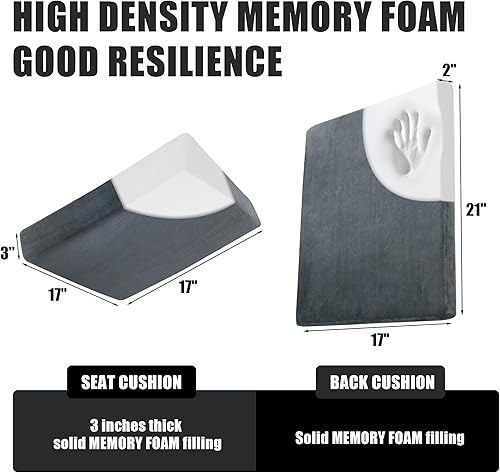 Miniatura 2 de HOMBYS Cojín de espuma para silla mecedora para interiores, cojín antideslizante extra grande con cojines de apoyo de respaldo alto, 2 correas