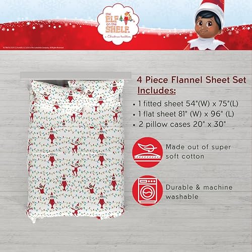 Miniatura 2 de Franco Elf On The Shelf - Juego de sábanas súper suaves de franela de 100 % algodón, tamaño matrimonial, (producto oficial)