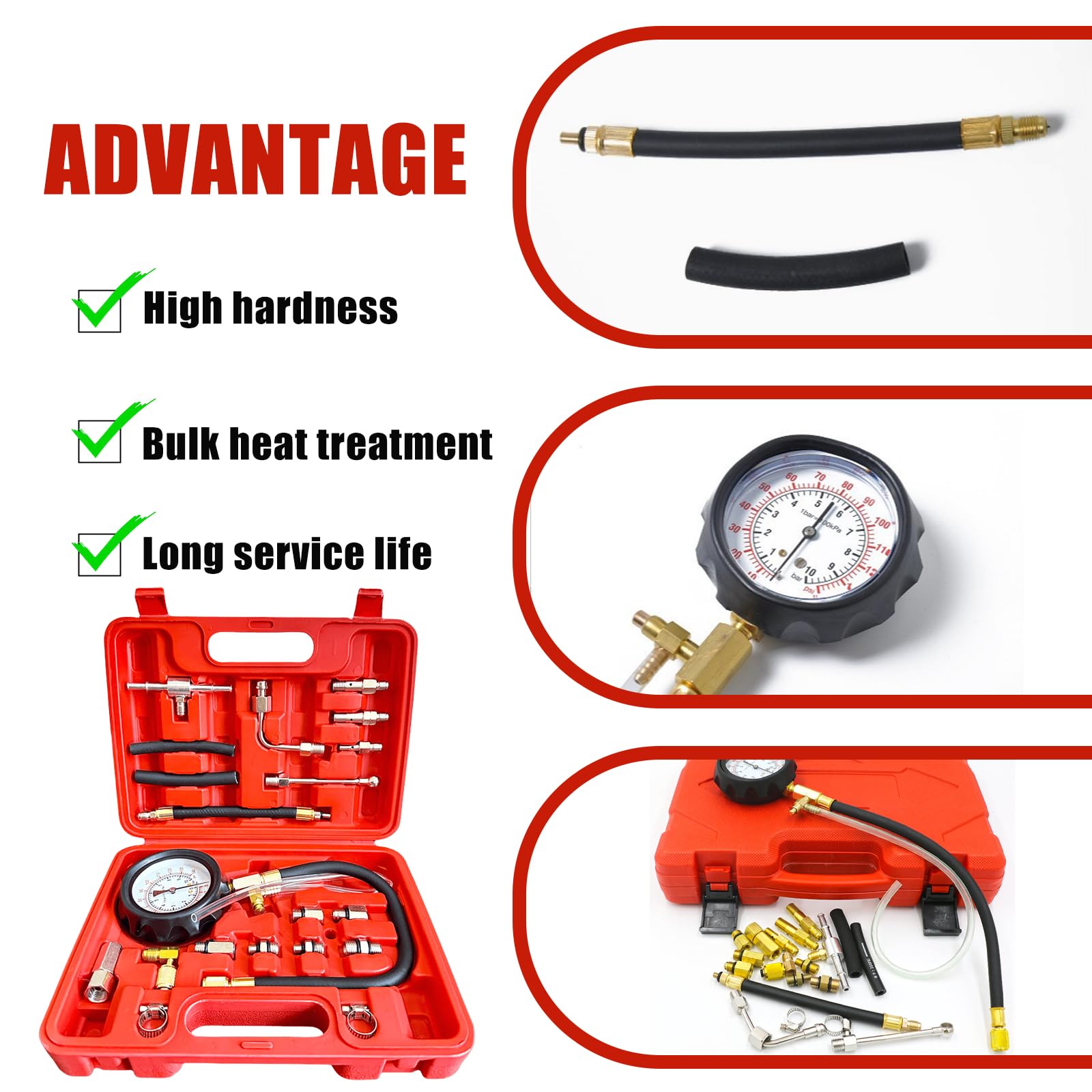 Leikurvo 0-140 PSI/10 Bar Tester per Pressione del Carburante, Manometro per Carburante, Tester per Pressione della Pompa del Carburante, Kit di Misuratore di Pressione del Carburante, Strumento