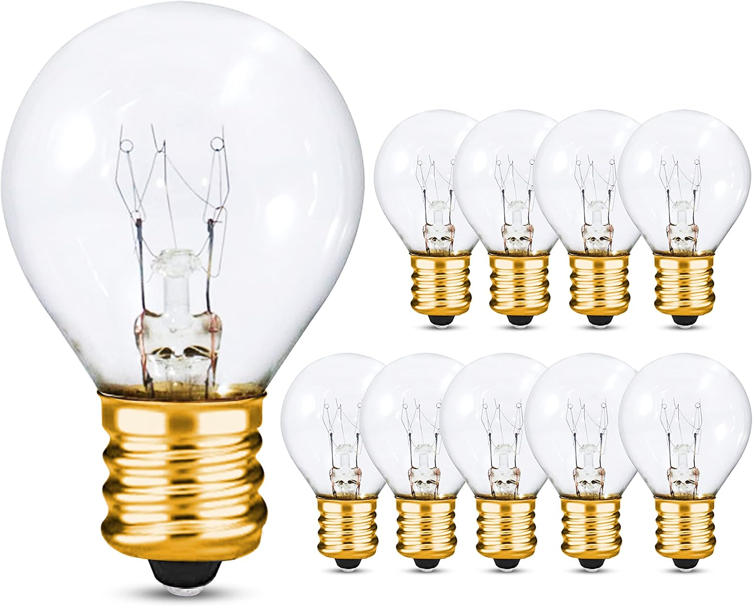 OHLECTRIC S11 White Clear Night Light Bulbs with E17 Base | 10W High-Efficiency Dimmable Bulbs | Ideal for Amusement and Theatrical Lighting | 10-Pack