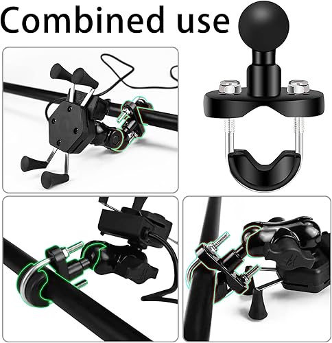 Miniatura 4 de Manillar de bola de 1 pulgada en U Torque Base de montaje en riel mediano para rieles de 0.5 a 1.25 pulgadas de diámetro con orificio de montaje de