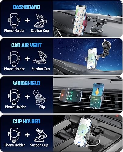 Miniatura 3 de Cargador inalámbrico para automóvil, soporte de teléfono de carga rápida BothLin 3 en 1, soporte de teléfono con sujeción automática, accesorios de