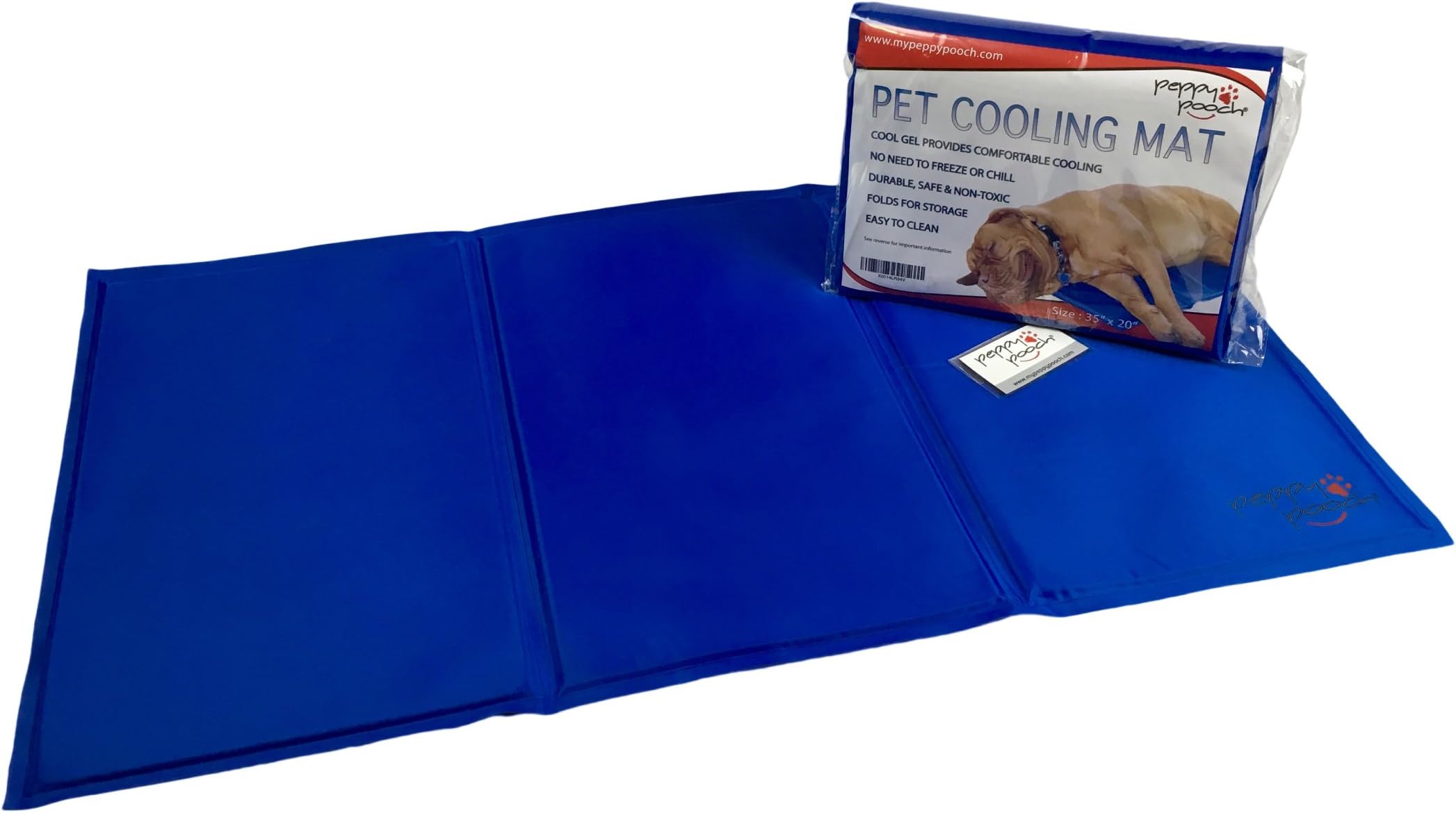 Peppy Pooch Pet Cooling Mat - Soft Gel Comfort for Dogs. Durable, Safe, Non-Toxic & Easy to Clean. Large Size (35”x 20”)