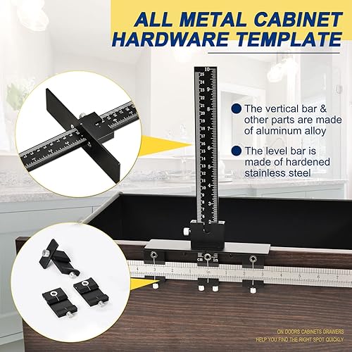 Miniatura 9 de Plantilla de manija de gabinete, plantilla de perforación de agujeros para instalación de tirones, perillasmanijas en la puerta y el cajón del
