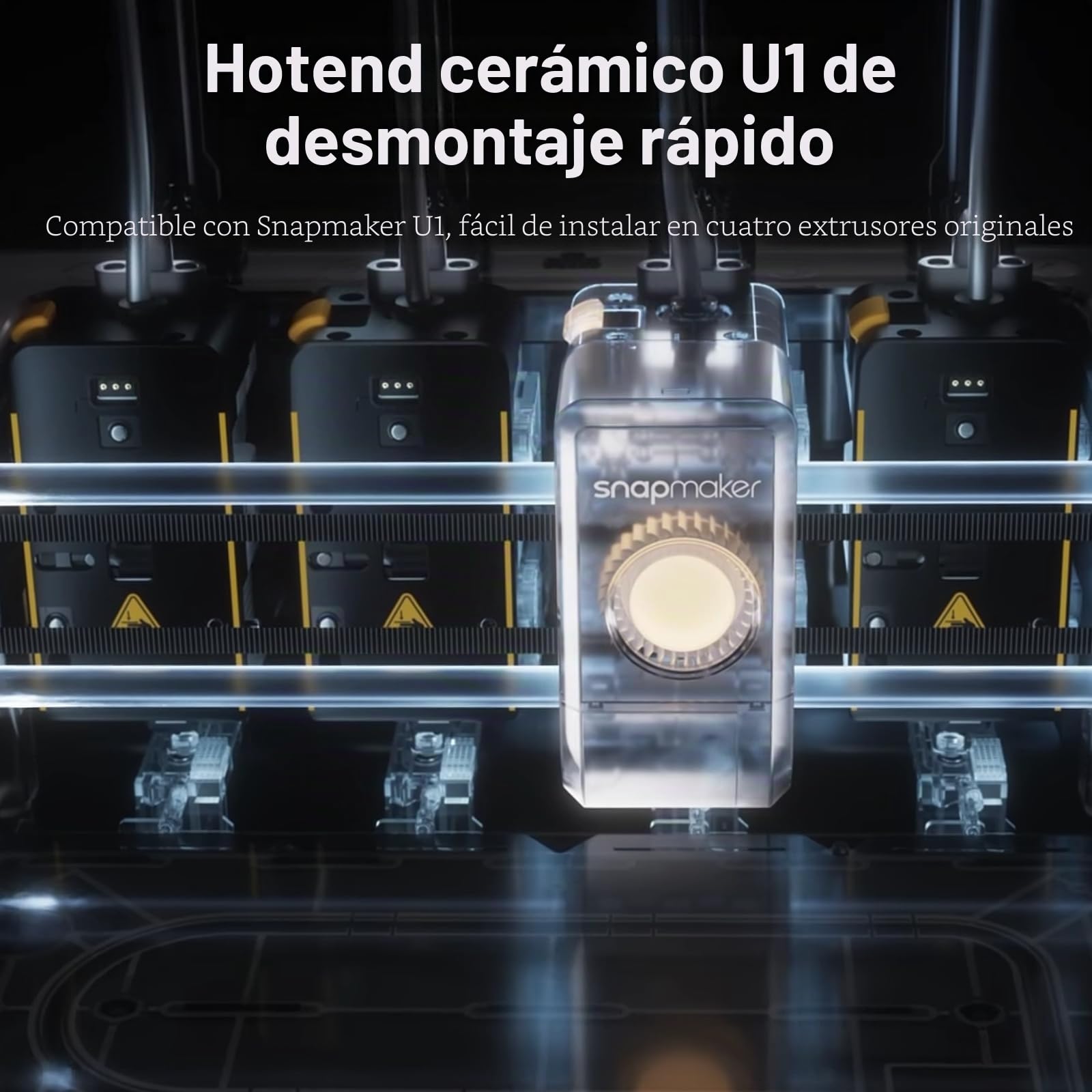 4PCS U1 Hotend 0.4mm Boquilla Acero Endurecido Compatible with Snapmaker U1 Impresora 3D Ceramic Rapid Heating Extruder HotEnd con Cepillo Silicona,Cubierta Silicona y Almohadilla Antiderrames