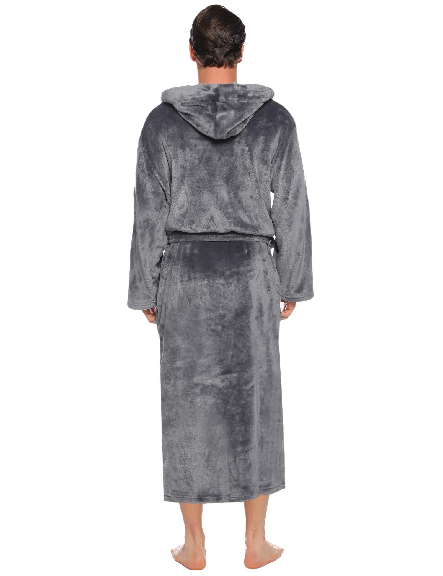 Vlazom Albornoz de Hombre de Pana Goffrada, Cuello Chal y Bordado Contraste, Suave Ligero, Estilo Kimono para Spa y Relax S-3XL