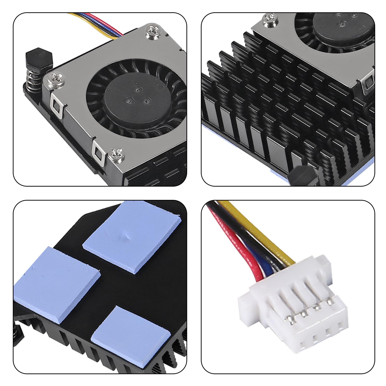 for Raspberry Pi 5 Active Cooler Fan Heatsink Aluminum Speed Adjustable PWN Cooling Fan Heat Sink Radiator Speed Control for Raspberry Pi 5 - Black
