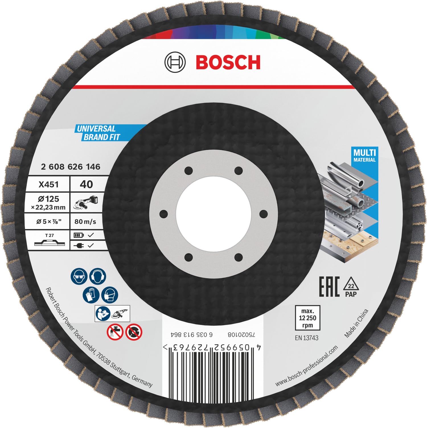 Disque abrasif 125mm Bosch pour éliminer la soudure sur l'acier