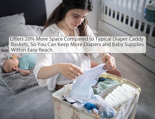 Miniatura 2 de Winnie - Organizador de pañales extra grande para bebé, cesta de almacenamiento de toallitas para cambiador, regalo para artículos esenciales