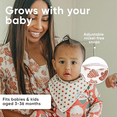 Miniatura 51 de Copper Pearl Paquete de 4 baberos de algodón suave para babeo y dentición, baberos absorbentes para bebés niñas y niños, ajustables para adaptarse a