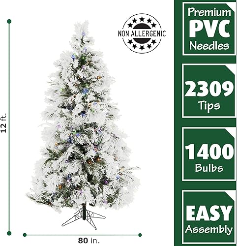Miniatura 20 de Fraser Hill Farm - Árbol de Navidad, pino aterciopelado nevado, 10 pies LED doble multicolor y blanco cálido,Iluminación de cadena LED blanca