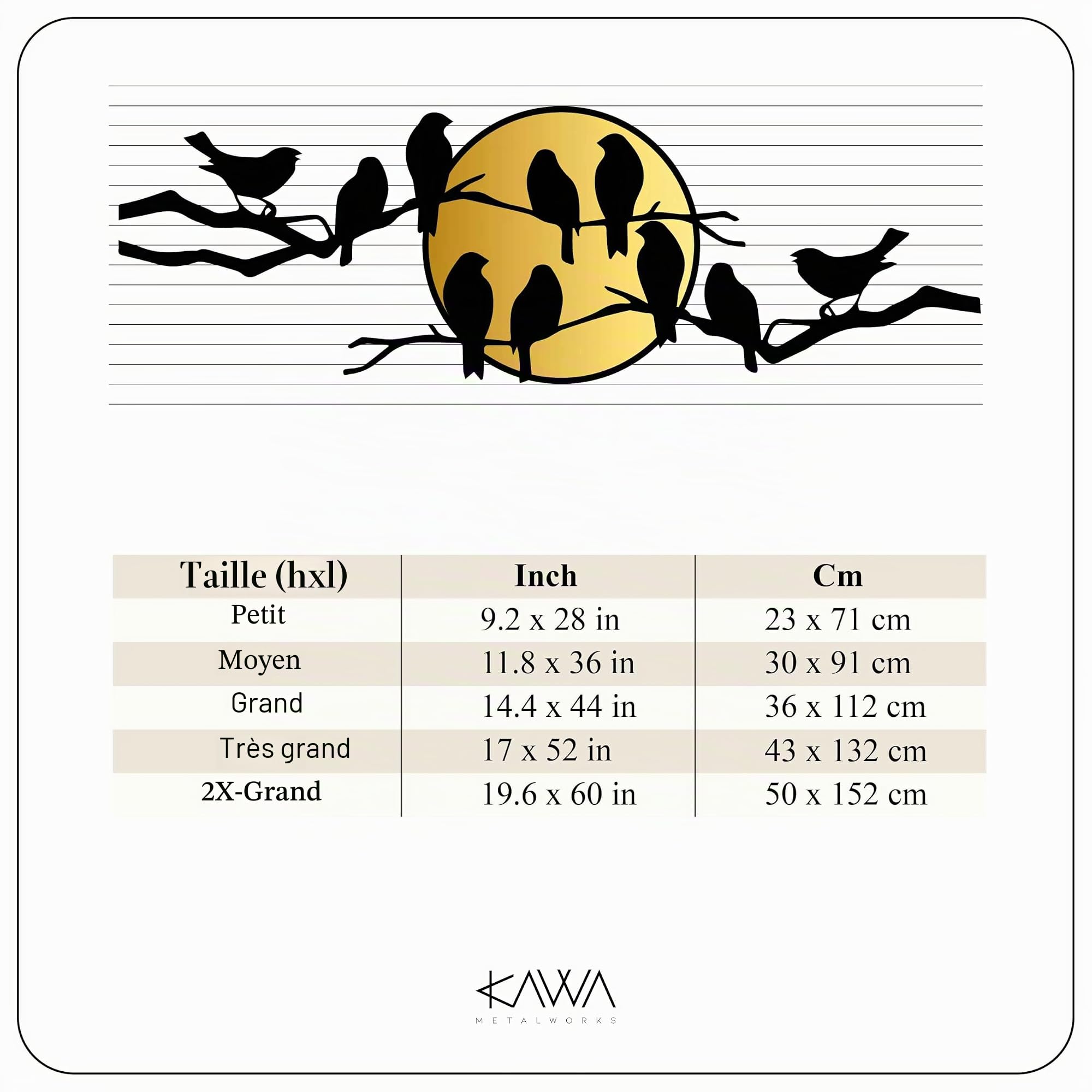 Décoration murale en métal avec oiseaux sur branche, oiseaux et coucher de soleil, décoration murale moderne pour terrasse, porche, jardin et extérieur, décoration d'intérieur moderne pour salon