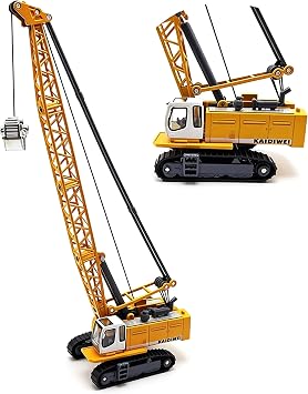 Tipmant Children Alloy Die-cast Car Model Toy Excavator Truck Digging Cable Engineering Vehicle Tower Crane Collection Gift for Kids Scale 187