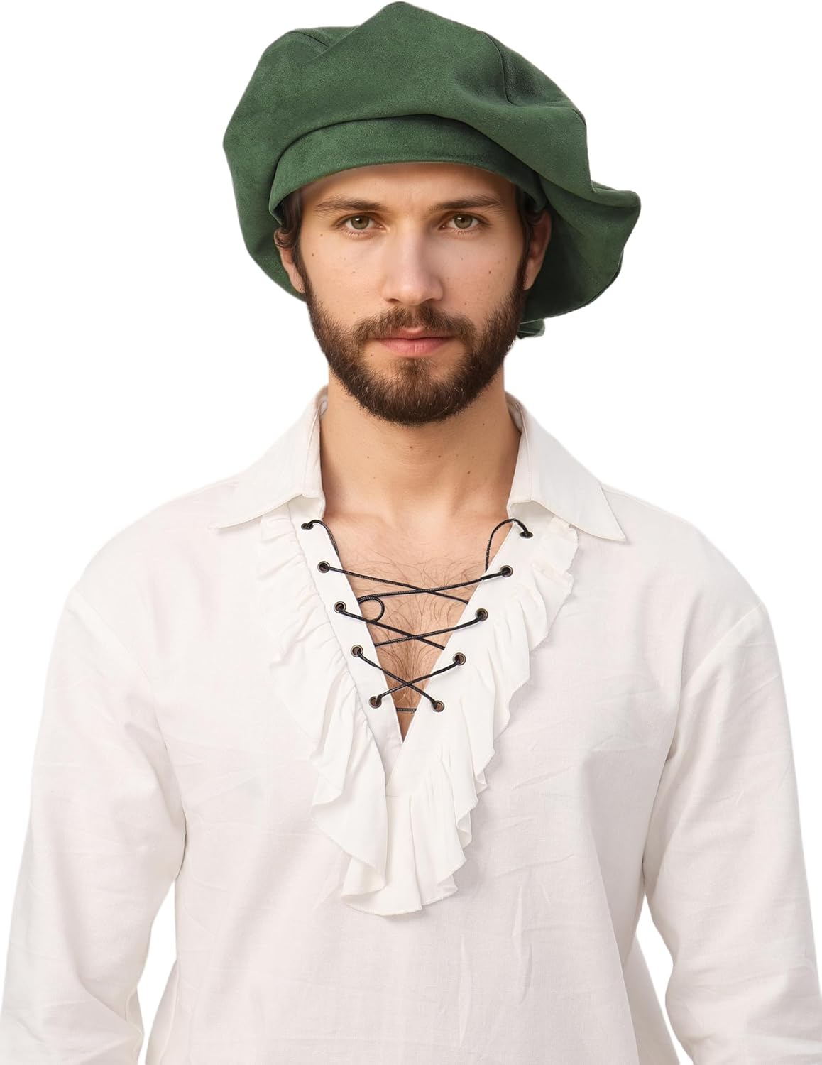 Renaissance Hat Men Medieval Beret Tudor Hat Ren Faire Muffin Cap Minstrel Costume Accessory