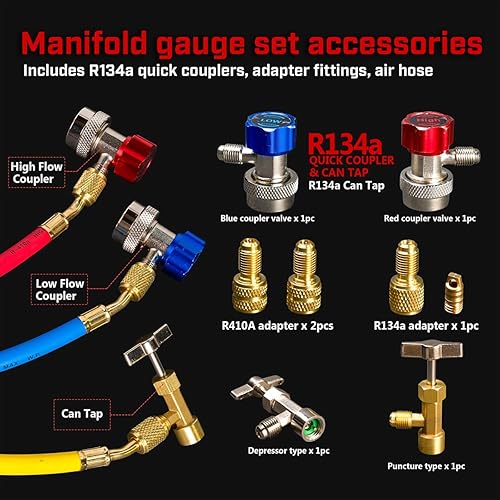 Vista 13 de XtremepowerUS Bomba de vacío HVAC de 3.5CFM 1/4HP R134a R12 R22 R410a A/C Refrigeración Set AC Manifold Gauge R134 puede golpear bolsa de transporte