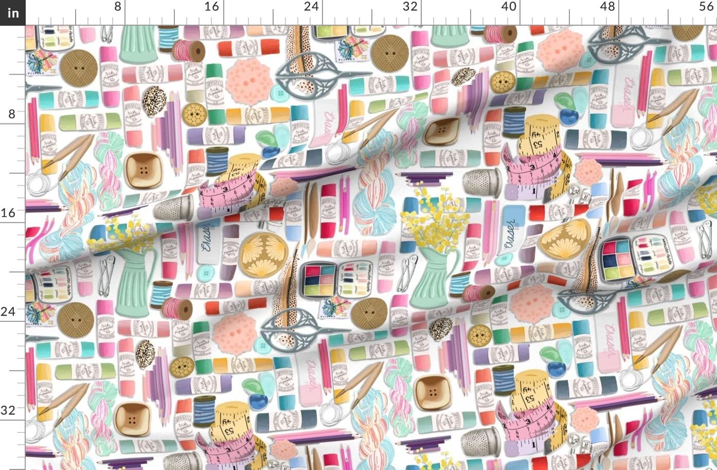 Spoonflower Fabric - Arts Pattern Paint Art Knitting Pastels Printed on Organic Cotton Sateen Fabric by The Yard - Sewing Quilting Apparel Home Decor