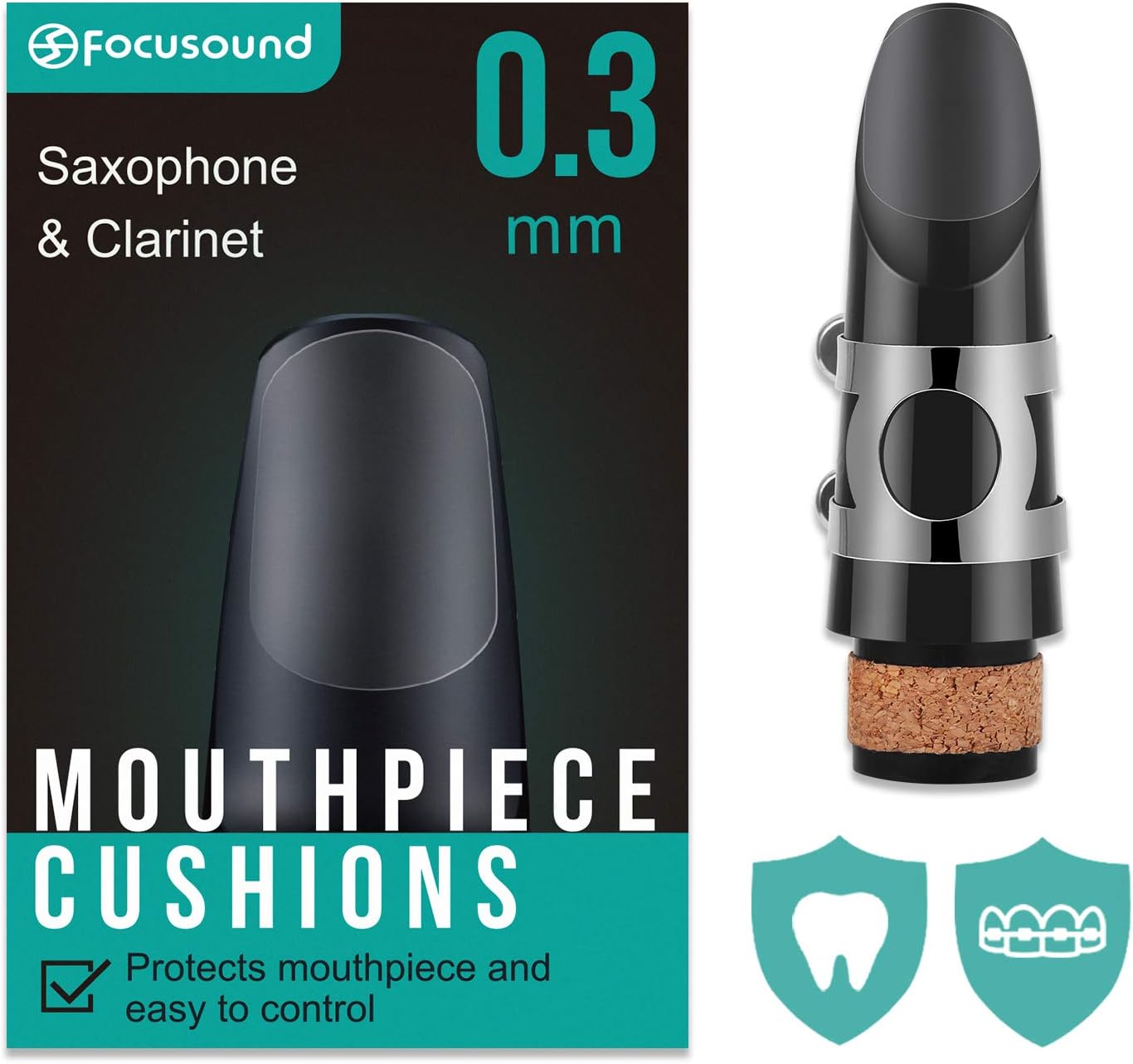 Focusound Saxophone & Clarinet Mouthpiece Cushions, Thin, 0.3mm Clear, 8-Pack… : Musical Instruments