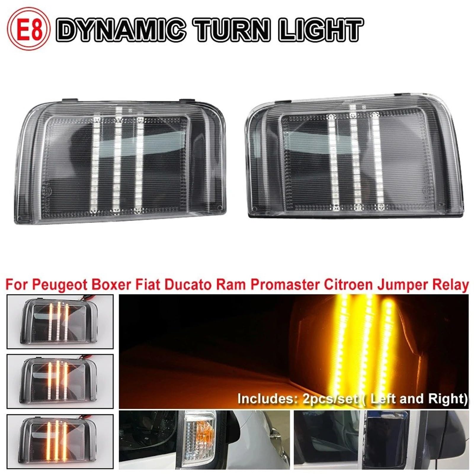 luce Segnale Svolta 2 Pezzi Per FIAT Per DUCATO 2006 2007 2008 2009 2010 2011 2012 2013 2014 2015 2016 2017 2018 2019 Luce Specchio Indicatore Direzione Dinamico LED Auto Indicatore Direzione laterale