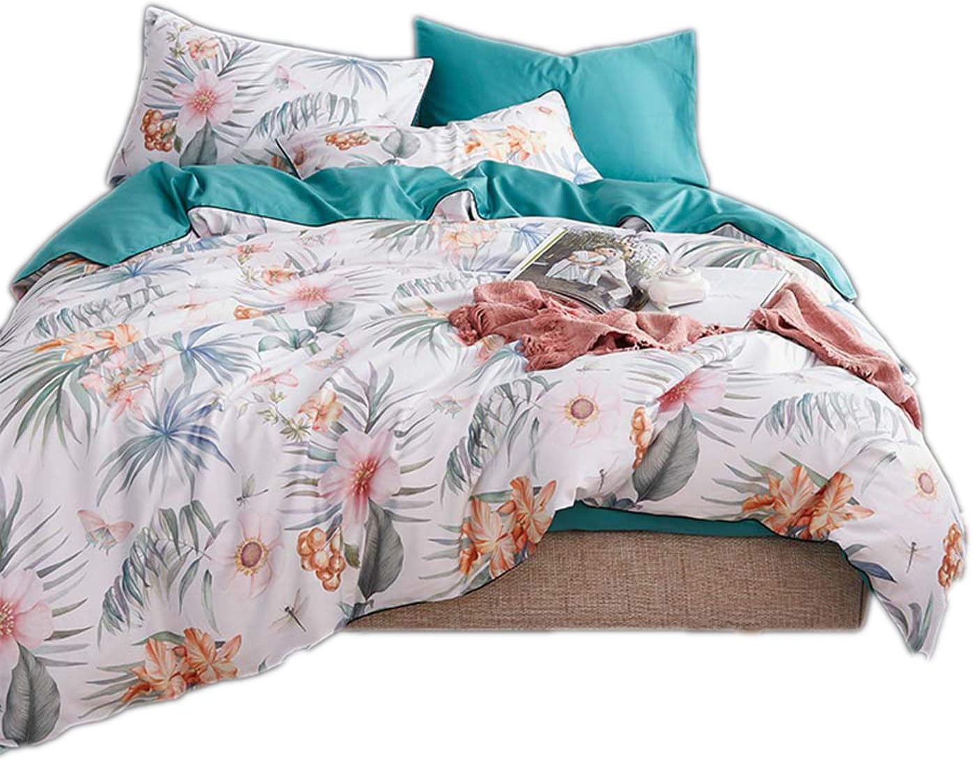 Leaves Duvet Cover Set Luxury Egyptian Cotton Bedlinens Queen Size Bedding Set