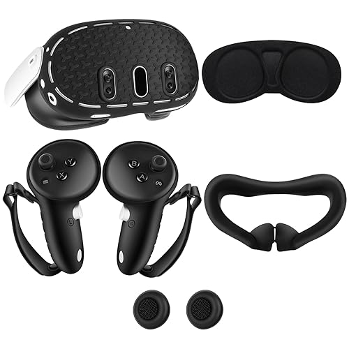 Silicone Cover Set Compatible with Meta Quest 3 Accessories, Quest 3 Silicone Face Cover, VR Shell Cover,Quest 3 Touch Controller Grips